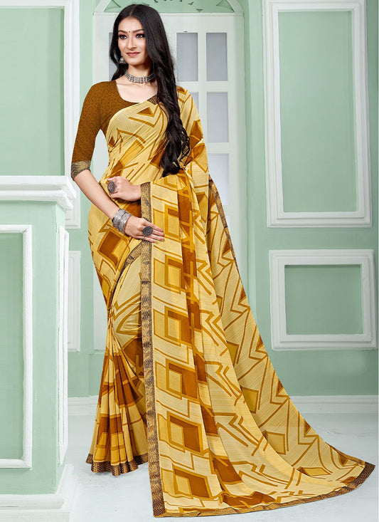 Contemporary Faux Georgette Multi Colour Patch Border Saree