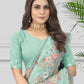 Contemporary Net Aqua Blue Embroidered Saree