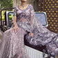 Contemporary Imported Net Purple Embroidered Saree