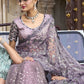 Contemporary Imported Net Purple Embroidered Saree