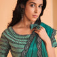 Contemporary Crepe Silk Satin Green Embroidered Saree