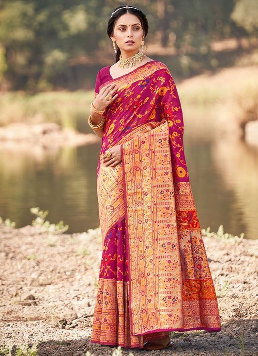 Contemporary Silk Magenta Weaving Saree