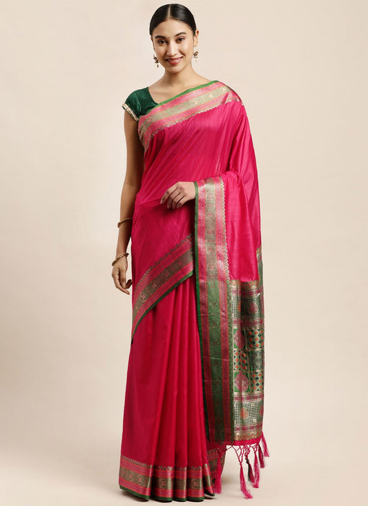 Contemporary Silk Pink Weaving Saree