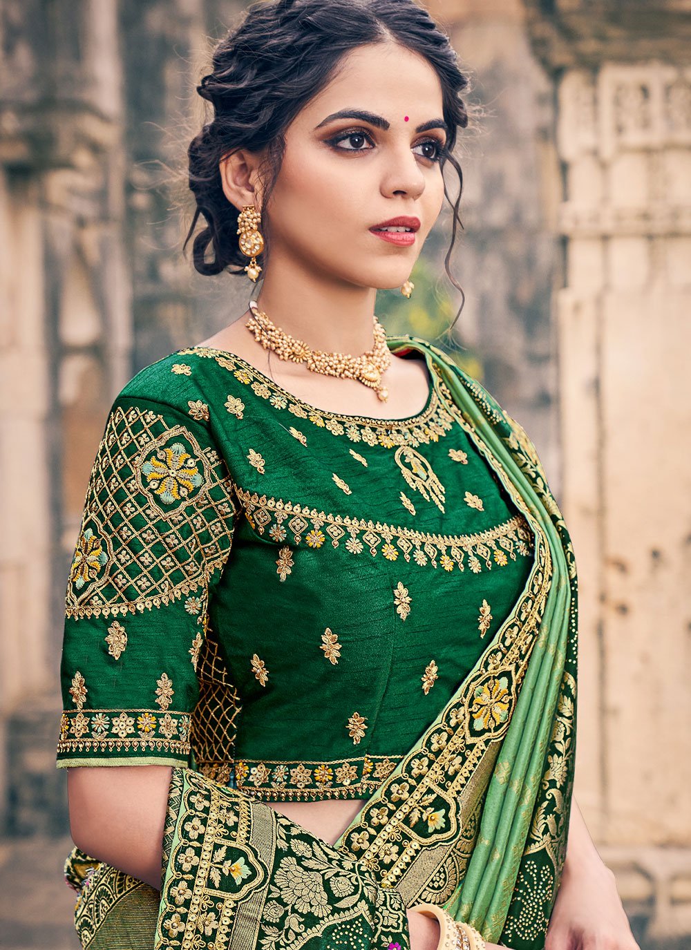 Contemporary Silk Sea Green Embroidered Saree