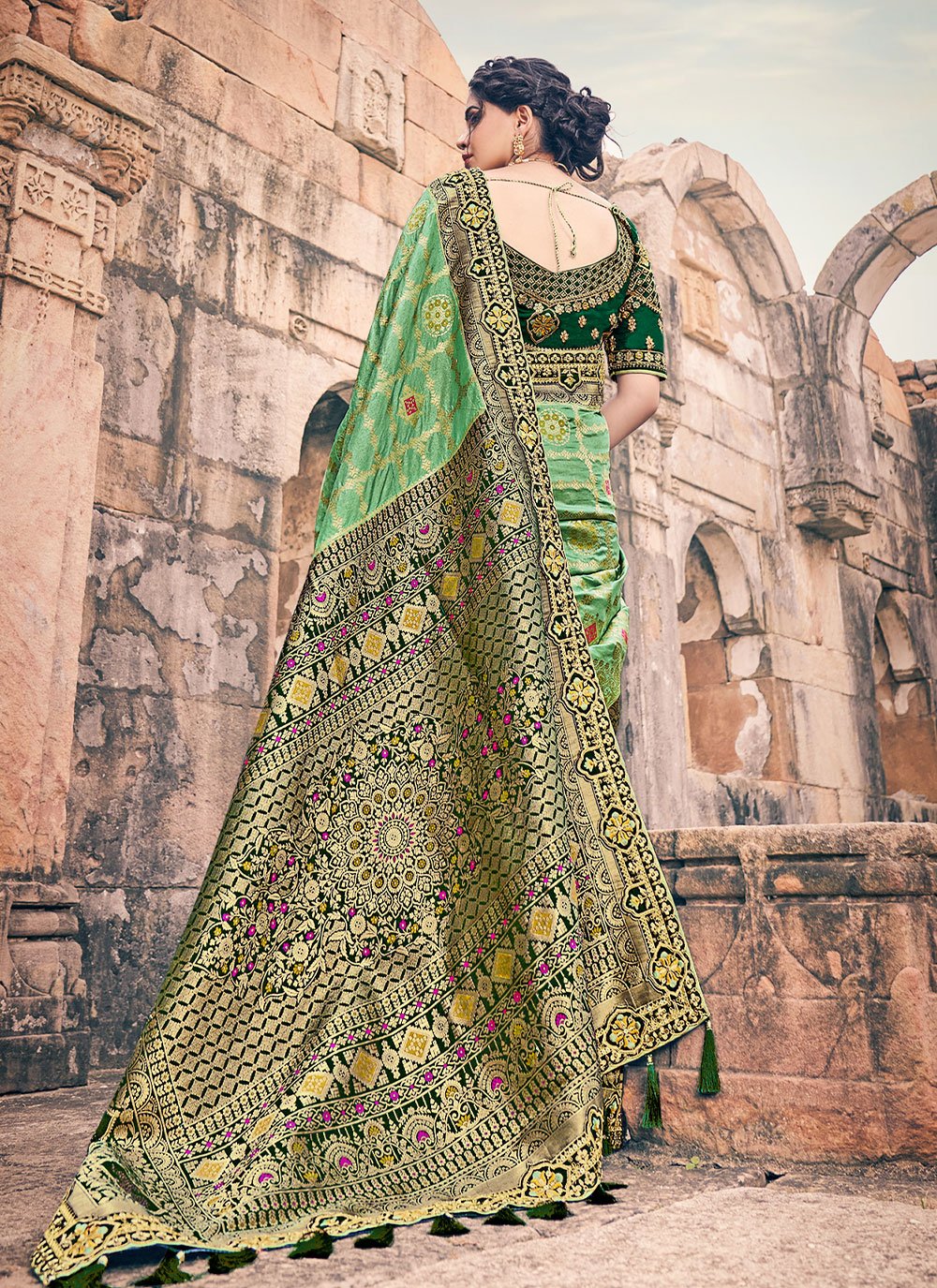 Contemporary Silk Sea Green Embroidered Saree