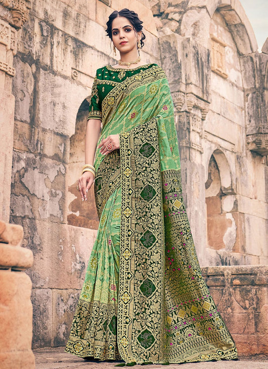 Contemporary Silk Sea Green Embroidered Saree