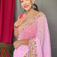 Contemporary Georgette Pink Sequins Saree