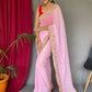 Contemporary Georgette Pink Sequins Saree