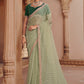 Contemporary Organza Green Crystals Saree