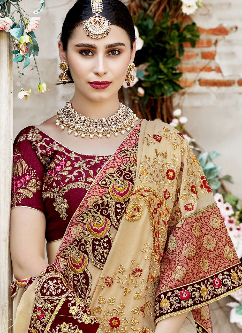 Contemporary Georgette Beige Diamond Saree