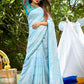 Contemporary Chiffon Blue Swarovski Saree