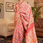 Contemporary Handloom Silk Peach Weaving Saree