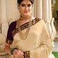 Contemporary Satin Silk Cream Patch Border Saree