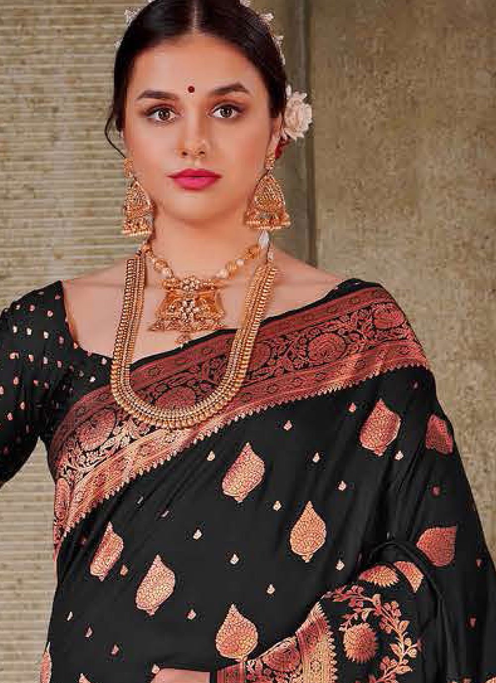 Contemporary Silk Black Weaving Saree