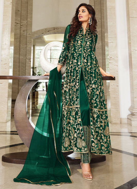 Salwar Suit Net Green Cord Work Salwar Kameez