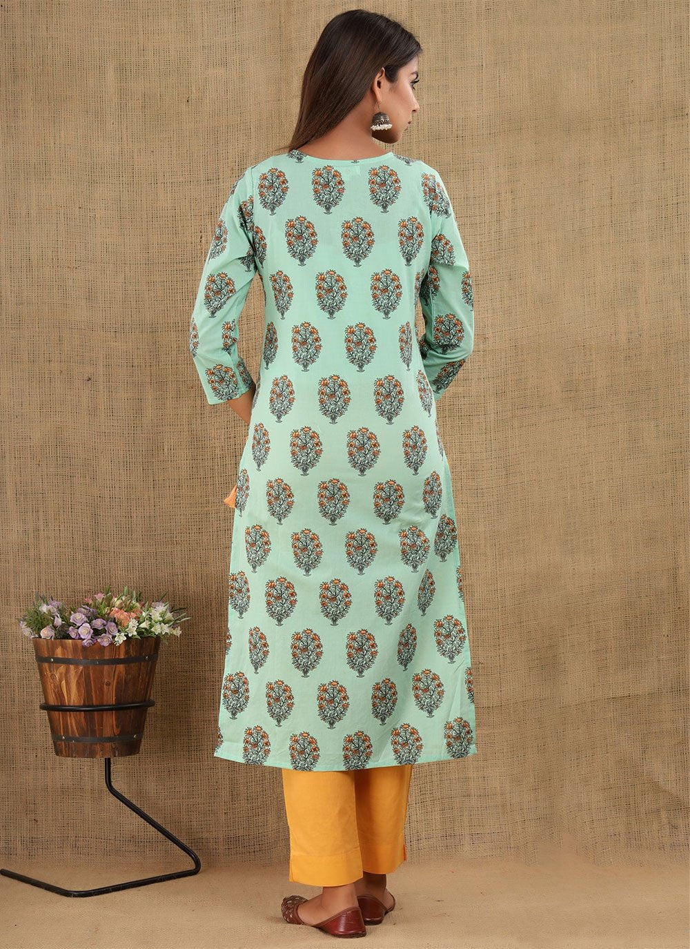 Salwar Suit Cotton Aqua Blue Buttons Salwar Kameez