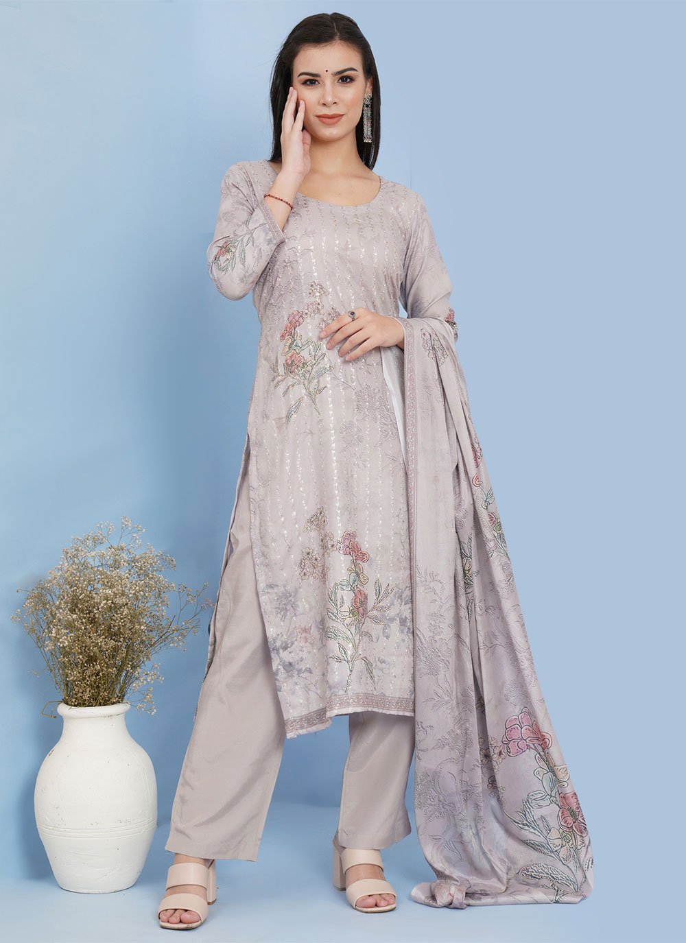 Salwar Suit Cotton Beige Digital Print Salwar Kameez