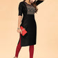 Designer Kurti Cotton Black Embroidered Kurtis