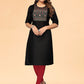 Designer Kurti Cotton Black Embroidered Kurtis