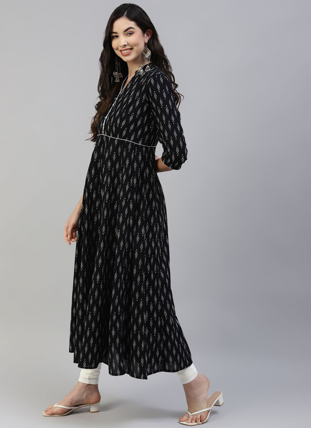 Casual Kurti Cotton Black Print Kurtis