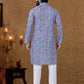 Kurta Pyjama Cotton Blue Digital Print Mens