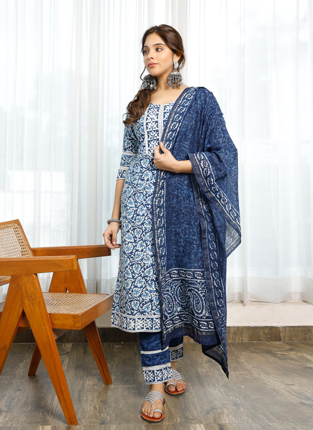 Pant Style Suit Cotton Blue Digital Print Salwar Kameez