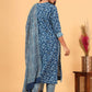 Pant Style Suit Cotton Blue Print Salwar Kameez