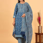 Pant Style Suit Cotton Blue Print Salwar Kameez