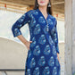 Party Wear Kurti Cotton Blue Print Kurtis