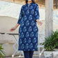 Party Wear Kurti Cotton Blue Print Kurtis