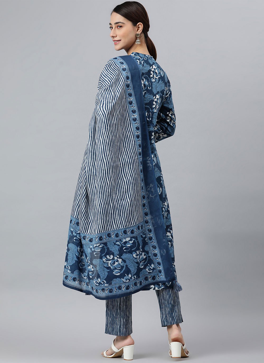 Salwar Suit Cotton Blue Print Salwar Kameez