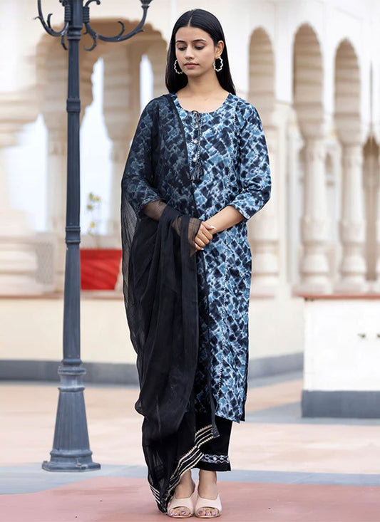 Salwar Suit Cotton Blue Print Salwar Kameez