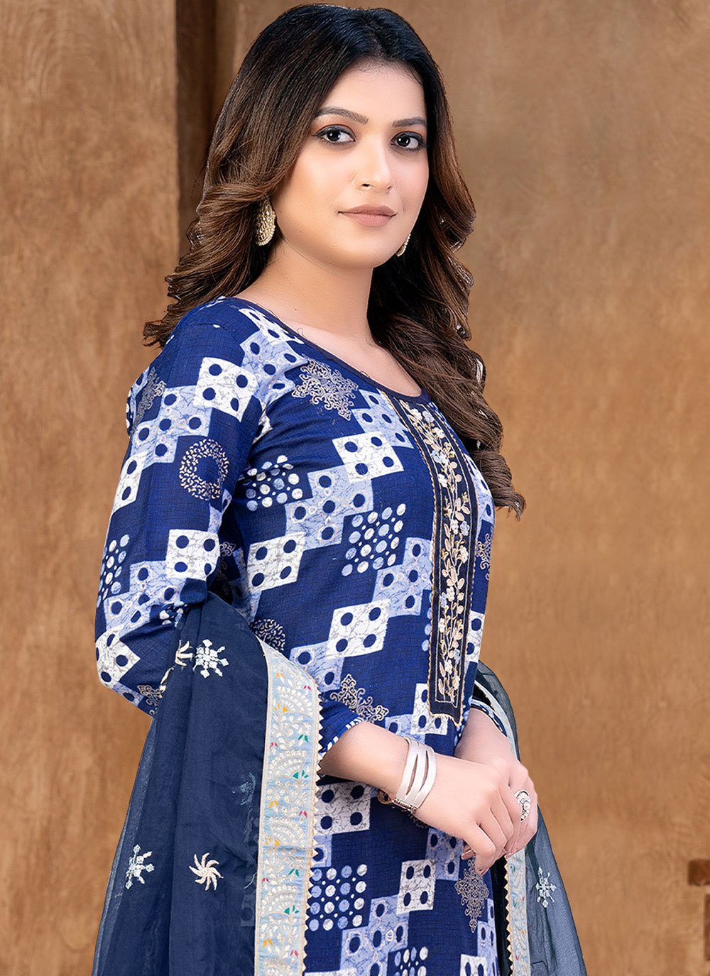 Salwar Suit Cotton Blue Print Salwar Kameez