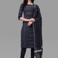 Floor Lenght Salwar Suit Cotton Blue Weaving Salwar Kameez