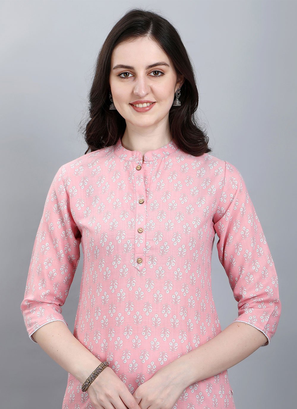 Party Wear Kurti Cotton Pink Booti Kurtis