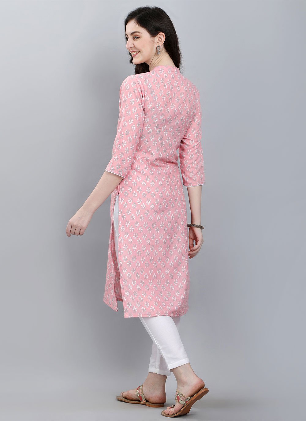 Party Wear Kurti Cotton Pink Booti Kurtis