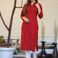 Casual Kurti Cotton Red Plain Kurtis