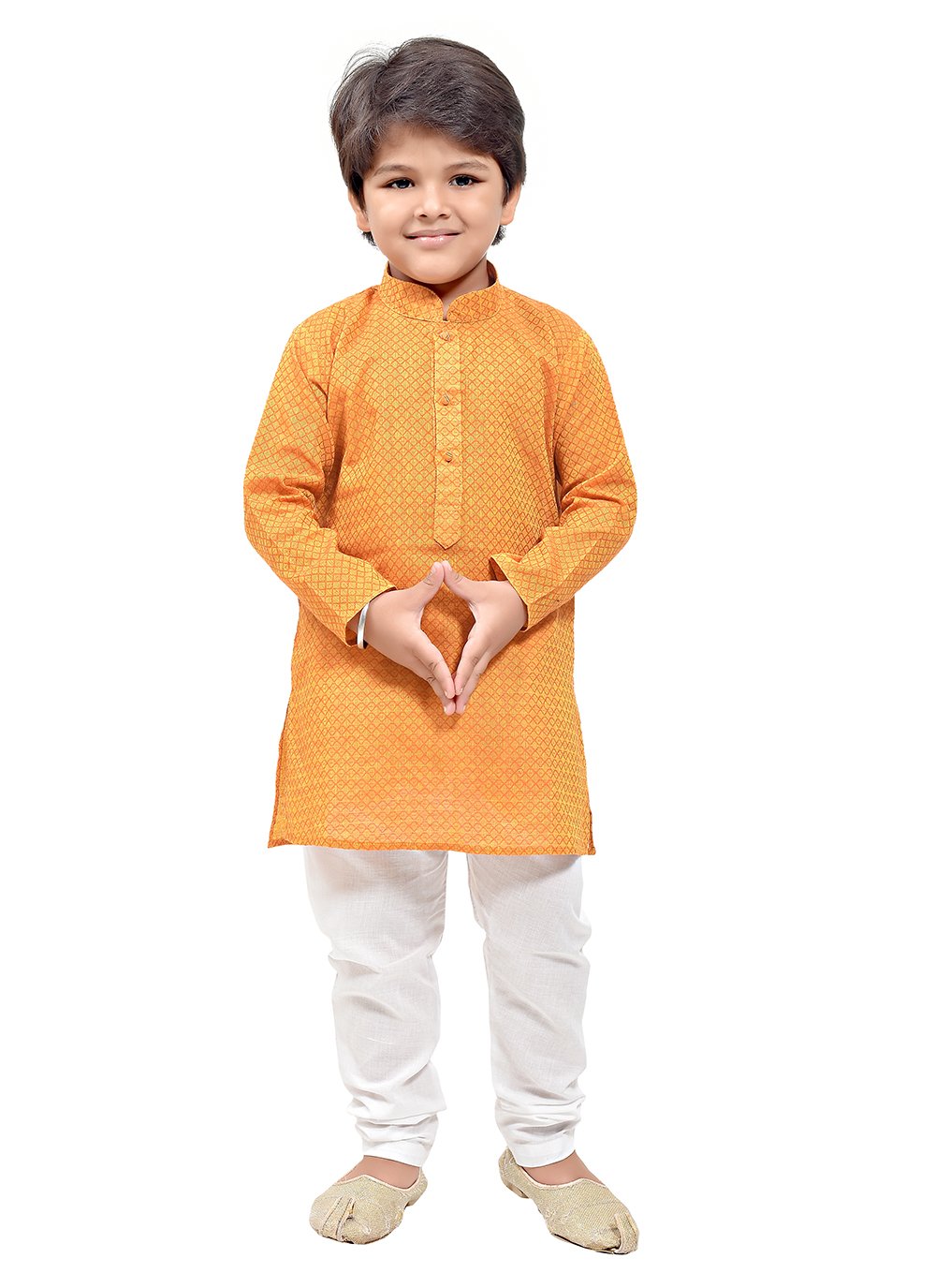 Kurta Pyjama Cotton Yellow Print Kids