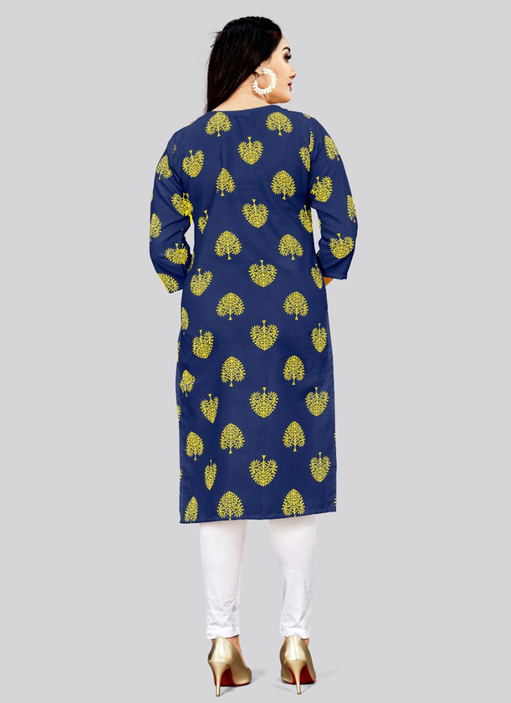 Casual Kurti Cotton Blue Print Kurtis