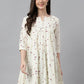 Casual Kurti Cotton Off White Floral Patch Kurtis