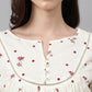 Casual Kurti Cotton Off White Floral Patch Kurtis