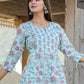 Casual Kurti Cotton Aqua Blue Print Kurtis