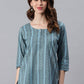 Casual Kurti Cotton Blue Floral Patch Kurtis