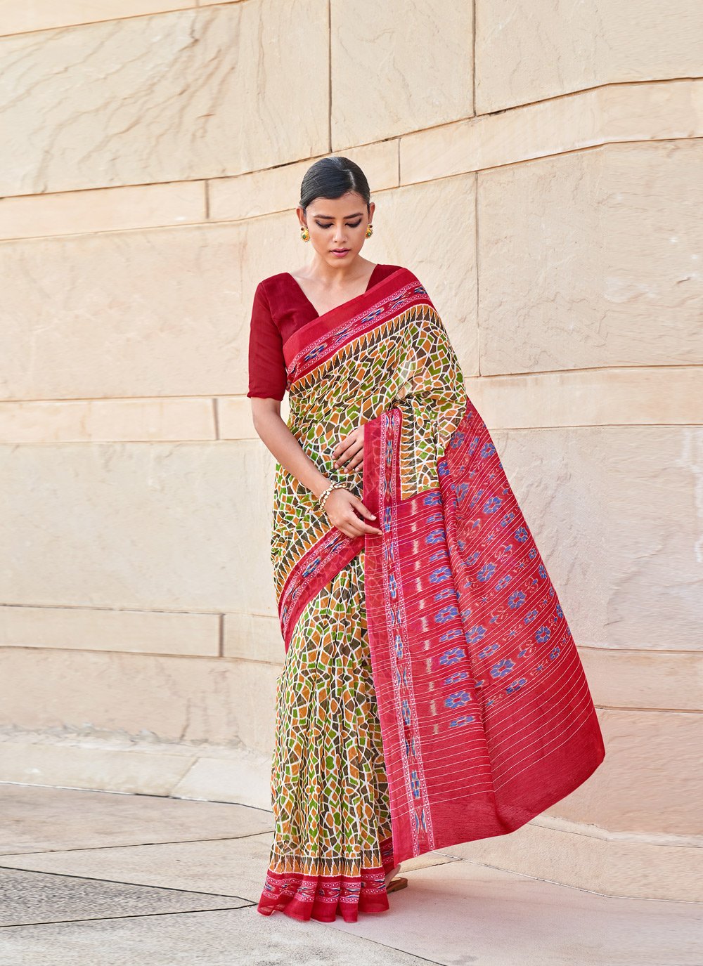 Casual Cotton Multi Colour Print Saree