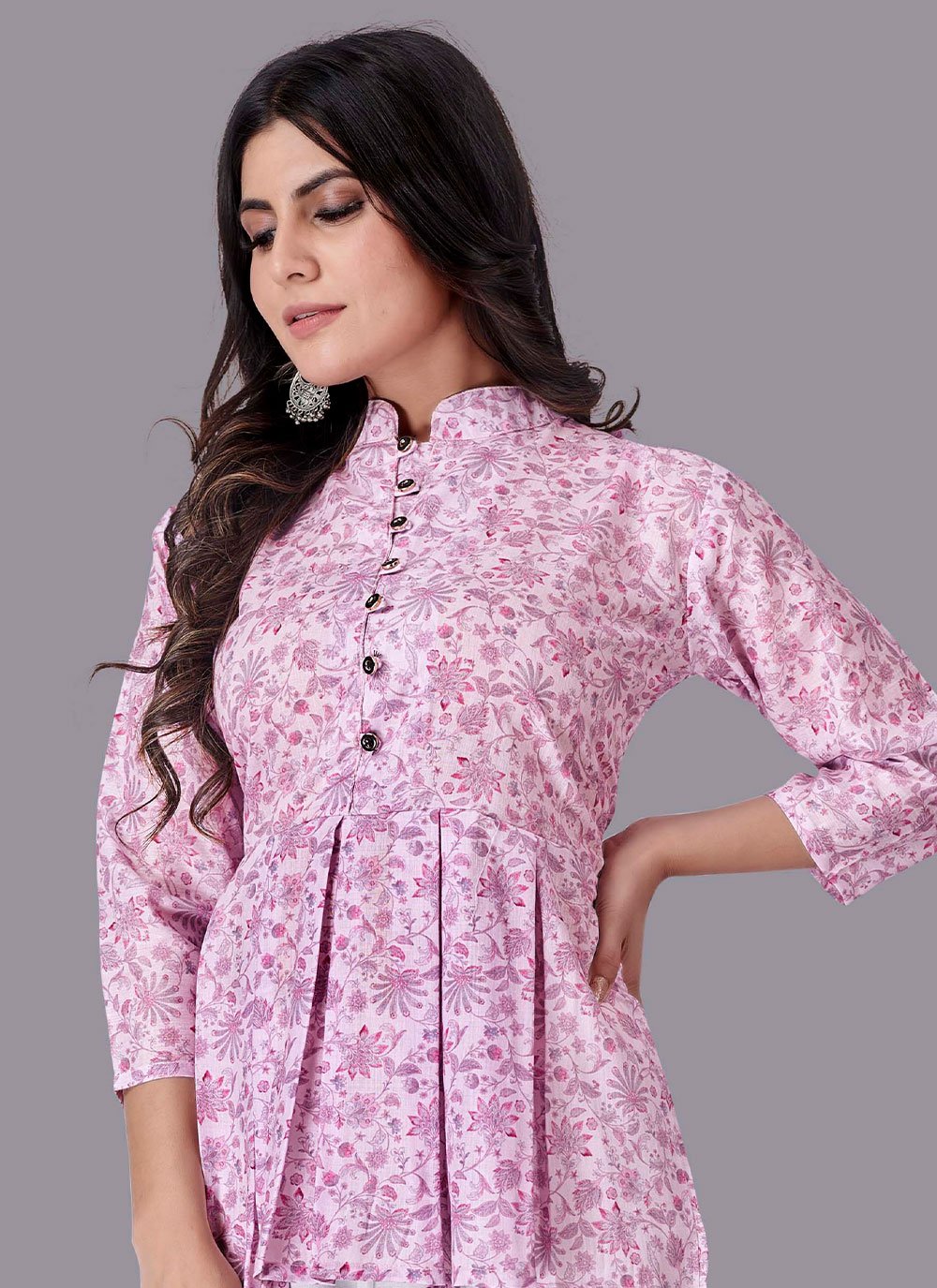 Casual Kurti Cotton Purple Print Kurtis