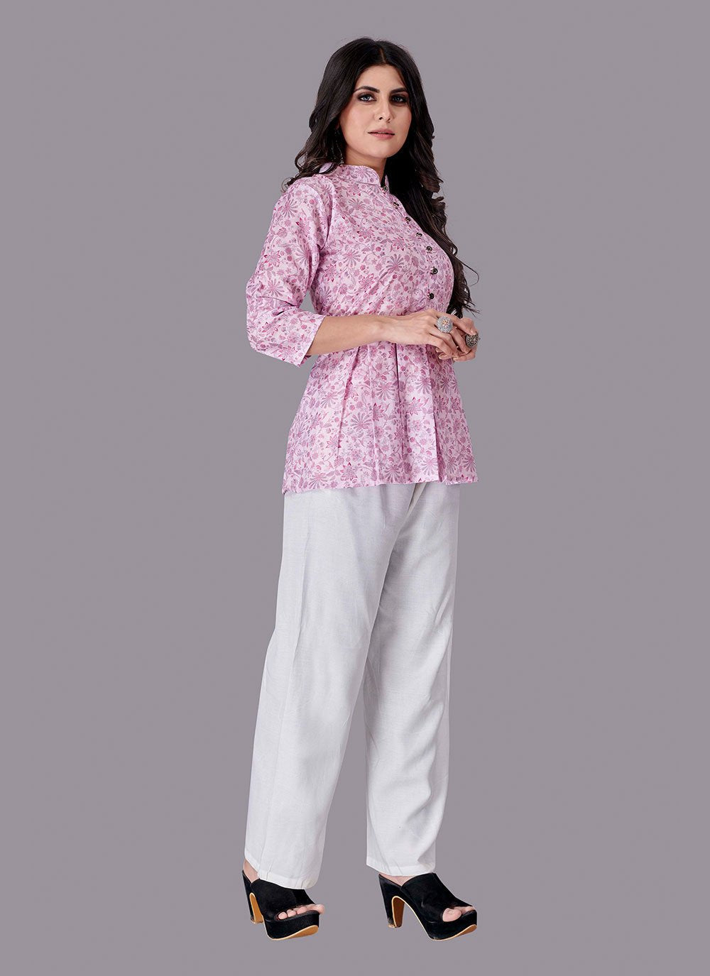 Casual Kurti Cotton Purple Print Kurtis