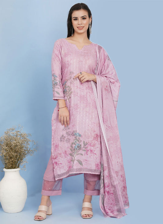 Pant Style Suit Cotton Pink Digital Print Salwar Kameez