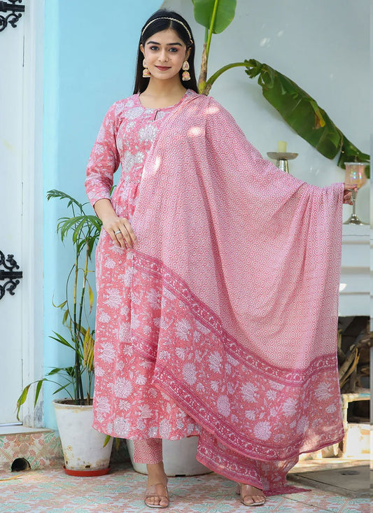 Salwar Suit Cotton Pink Print Salwar Kameez