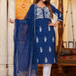 Salwar Suit Cotton Blue Lucknowi Work Salwar Kameez