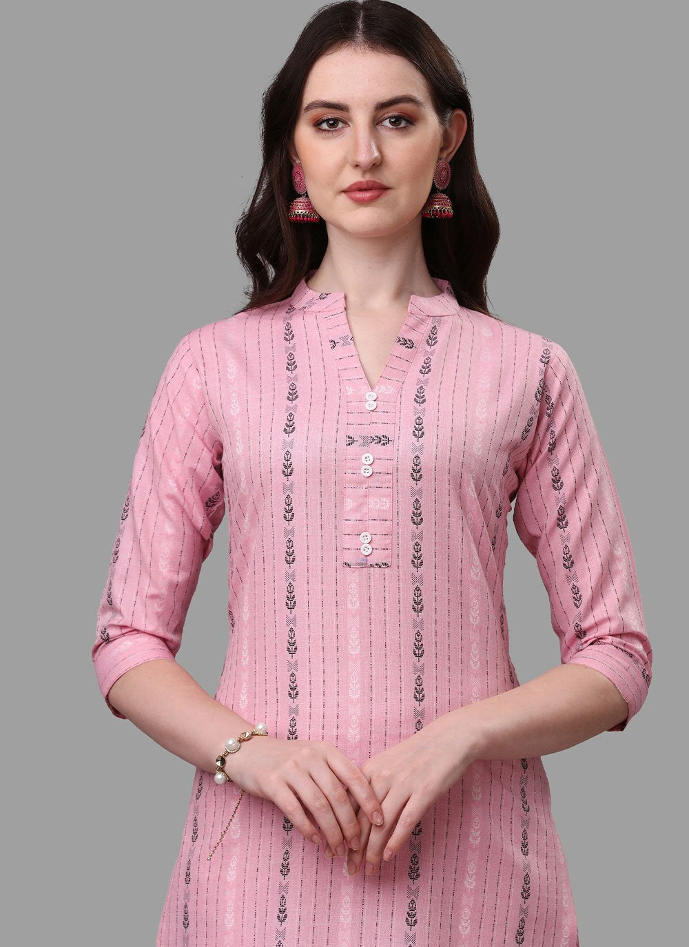 Straight Salwar Suit Cotton Pink Weaving Salwar Kameez